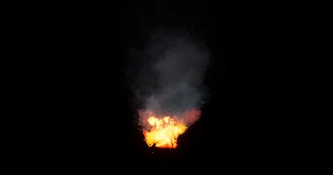 Fire and smoke simulation on black background Stock Footage 321702404