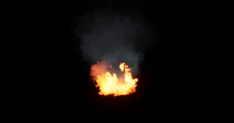 Fire and smoke simulation on black background Stock Footage 321702442