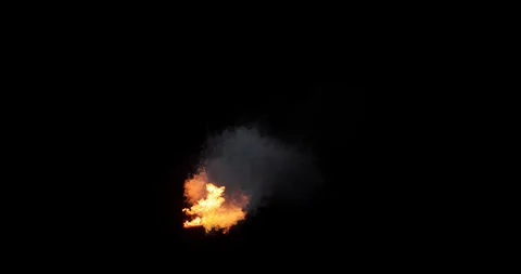 Fire and smoke simulation on black background Stock Footage 321702467