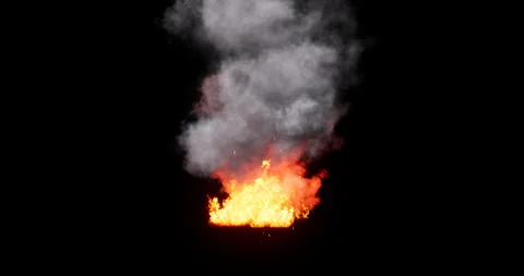 Fire and smoke simulation on black background Stock Footage 321702519
