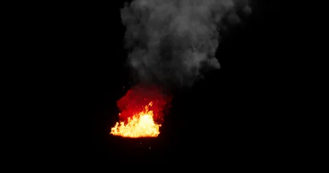 Fire and smoke simulation on black background Stock Footage 321719672