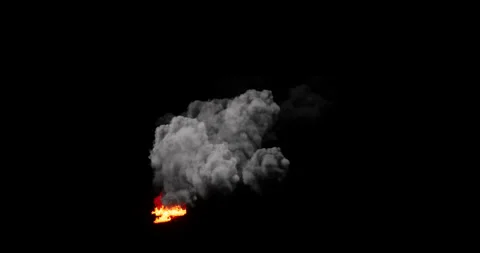 Fire and smoke simulation on black background Stock Footage 321719714