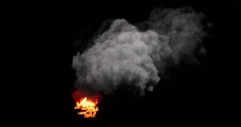 Fire and smoke simulation on black background Stock Footage 321719815
