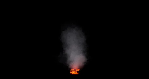 Fire and smoke simulation on black background Stock Footage 321720220