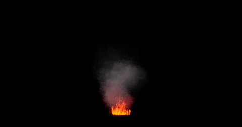 Fire and smoke simulation on black background Stock Footage 321720224