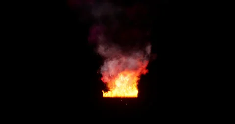 Fire and smoke simulation on black background Stock Footage 321720280