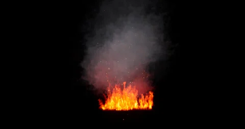 Fire and smoke simulation on black background Stock Footage 321720340