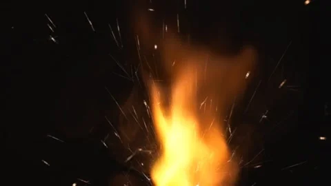 Fire and sparks on a black background Stock Footage 149832656