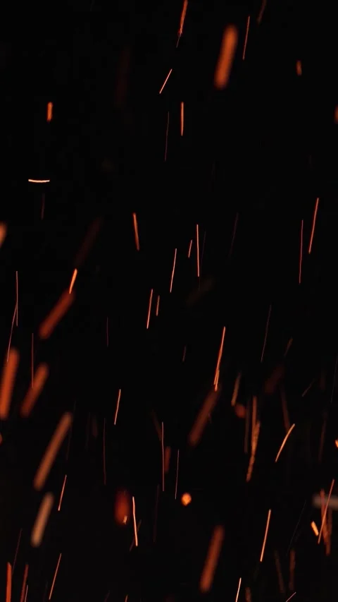 Fire and sparks at night close-up, slow motion Stock Footage 341512762