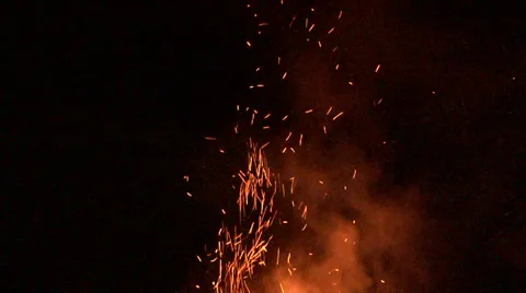 Fire and Sparks in Sky Stock Footage 32162892