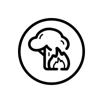 Fire and tree. Weather icon in a circle. Isolated vector illustration Stock Illustration