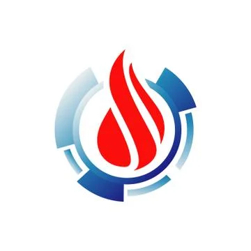 Fire and water bio technology logo design vector illustration concept Stock Illustration