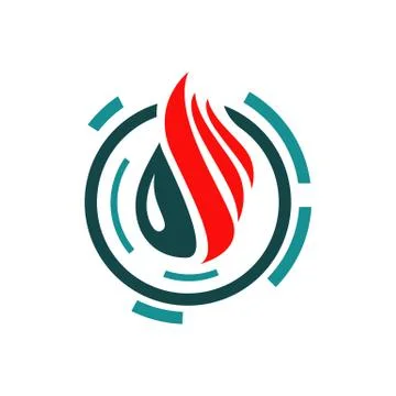 Fire and water bio technology logo design vector illustration concept Stock Illustration