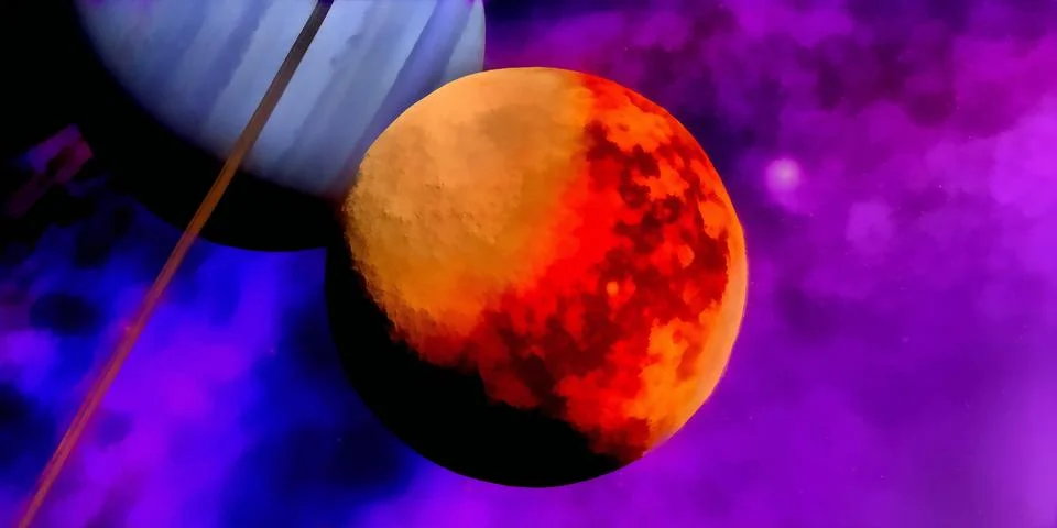 Fire and Water Planets Stock Illustration