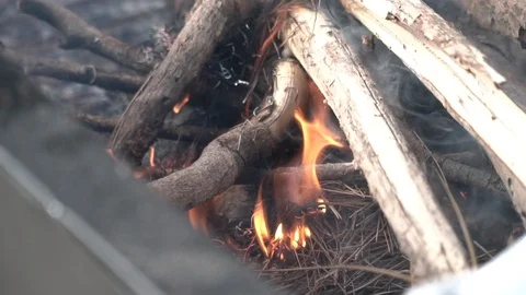 Fire and wood Close up Stock Footage 127868867