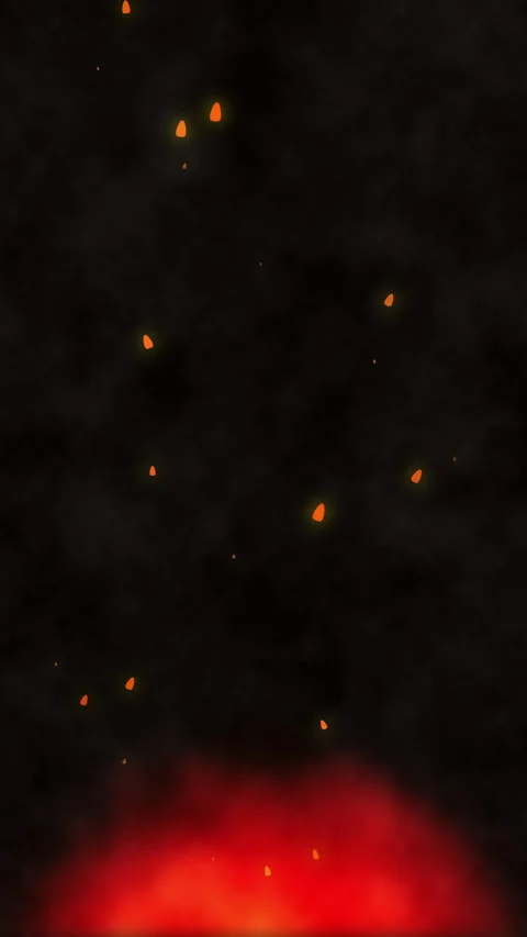 Fire animation footage loop with glowing sparks rising dark backdrop Stock Footage 346643039