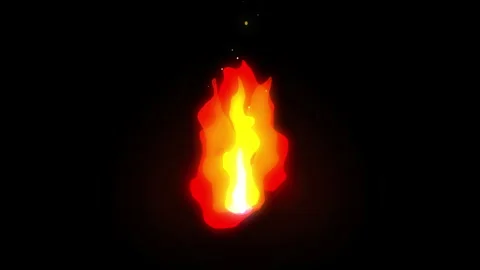 Fire animation loop flame burning glowing hot red yellow black background Stock Footage 347942739