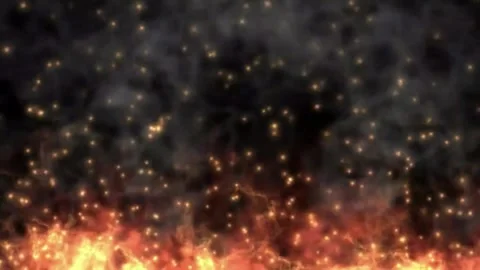 Fire Animation With Smoke And Particles Background Video stock 303449476