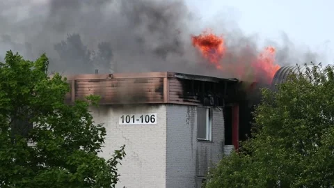 Fire apartment building Stock Footage 147675865