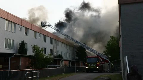 Fire apartment building Stock Footage 147675866