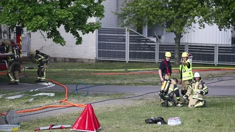 Fire apartment building Stock Footage 147675869