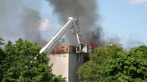 Fire apartment building Stock Footage 147675874
