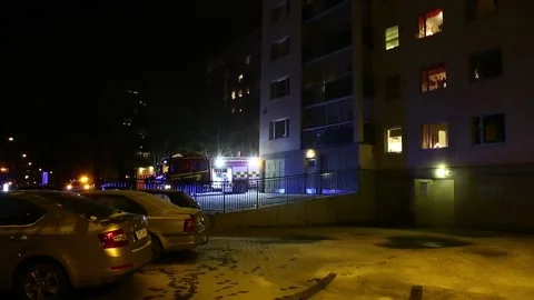 A fire, apartment building Video stock 194925775