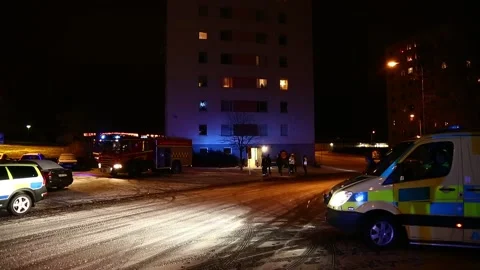 A fire, apartment building Видео 194925800