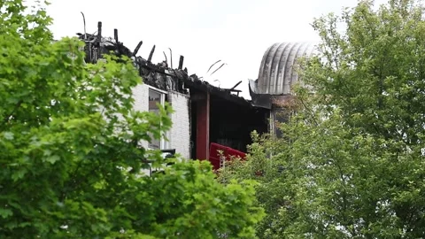 Fire, apartment building Stock Footage 196936170