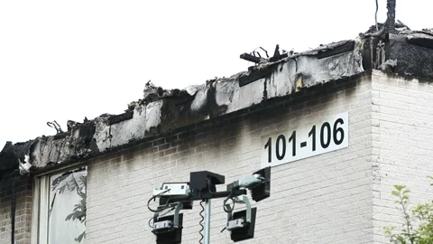 Fire, apartment building Stock Footage 196936174