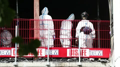 Fire, apartment building Stock Footage 196936184