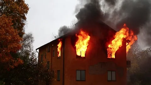 Fire apartment house Stock Footage 165288549