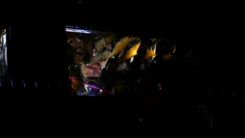 Fire in apartment at night Stock Footage 120162223
