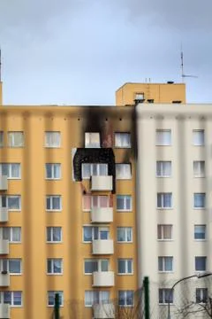 Fire in an apartment Stock Photos