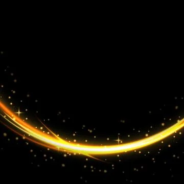Fire arc on black background. Fire curve glowing trace. Vector fire gold arc. Stock Illustration