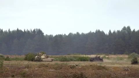 Fire from armored vehicles Stock Footage 67257622