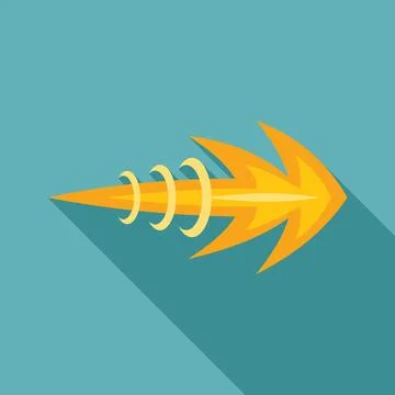 Fire arrow flying through air creating long shadow Stock Illustration
