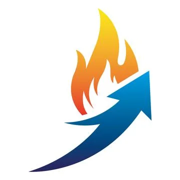  Fire Arrow Growth Logo Design Startup Energy Vector. Illustrazione stock
