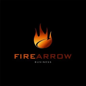 Fire Arrow Icon Logo Design Template Stock Illustration