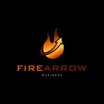 Fire Arrow Icon Logo Design Template Stock Illustration
