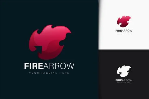 Fire arrow logo design with gradient Stock Illustration