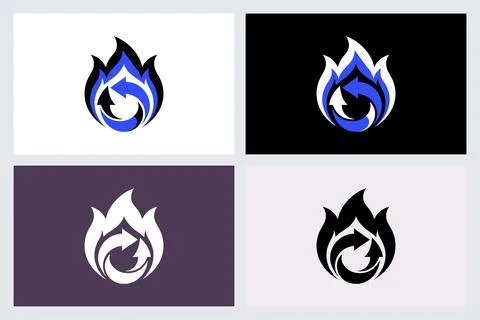 Fire Arrow Logo Design Vector Icon Set イラスト素材