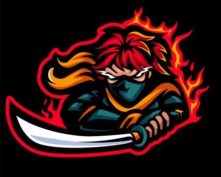 Fire Assassin Mascot, Vector Logo Illustration Stock Illustration