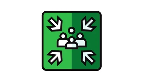 Fire assembly point emergency color icon animation Stock Footage 326107611