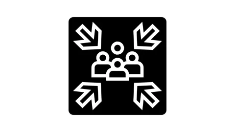 Fire assembly point emergency glyph icon animation Stock Footage 326154653