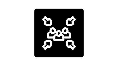 Fire assembly point emergency glyph icon animation Stock Footage 326744537