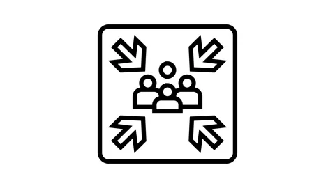 Fire assembly point emergency line icon animation Stock Footage 326133333