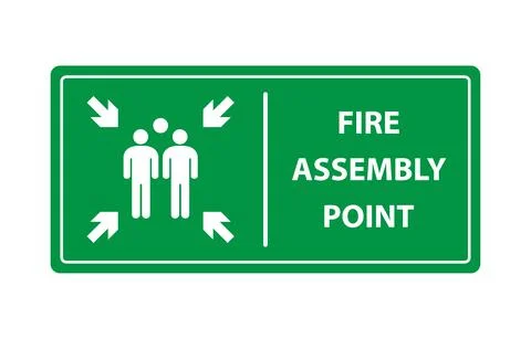 Fire assembly point sign, gathering point signboard, emergency evacuation vec Stockillustratie