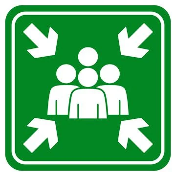 Fire Assembly Point Vector on green and white for emergency Illustrazione stock