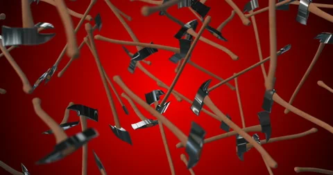 Fire Axe falling Slow Motion - big version Video stock 155466060